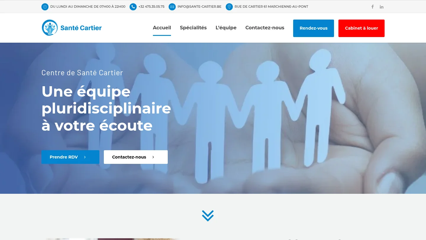 Capture de la page d’accueil de Centre de Santé Cartier