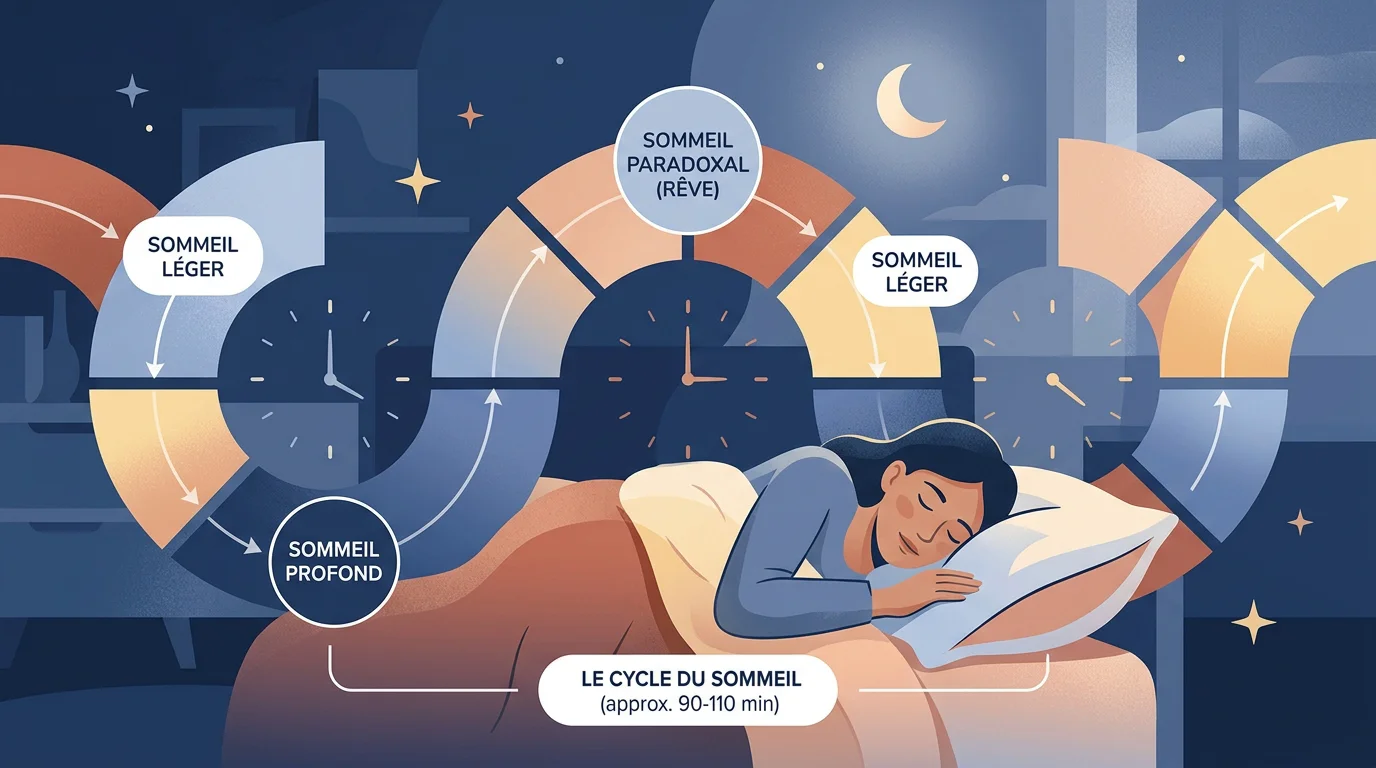 Illustration des phases du sommeil chez l'adulte