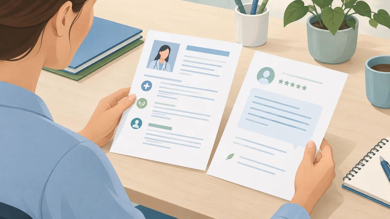 Comparer une fiche de praticien et un avis de patient